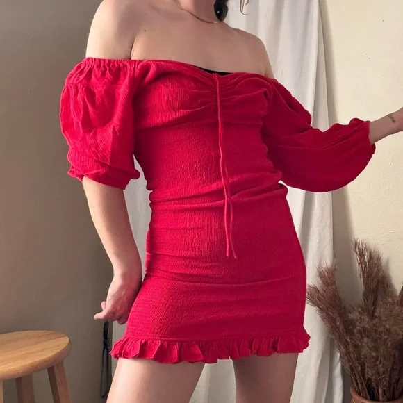 Billabong | Dresses | Billabong Womens Red Surfer Girl Bodycon Dress With  Puffy Sleeves Medium | Poshmark